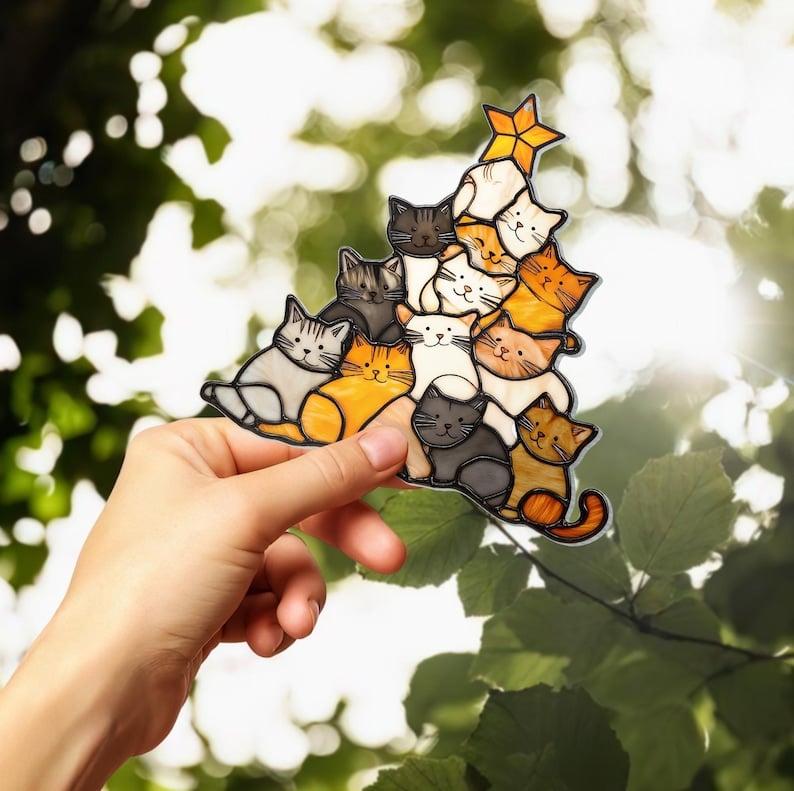 ๐๐ปCat Christmas Tree Suncatcher Ornament