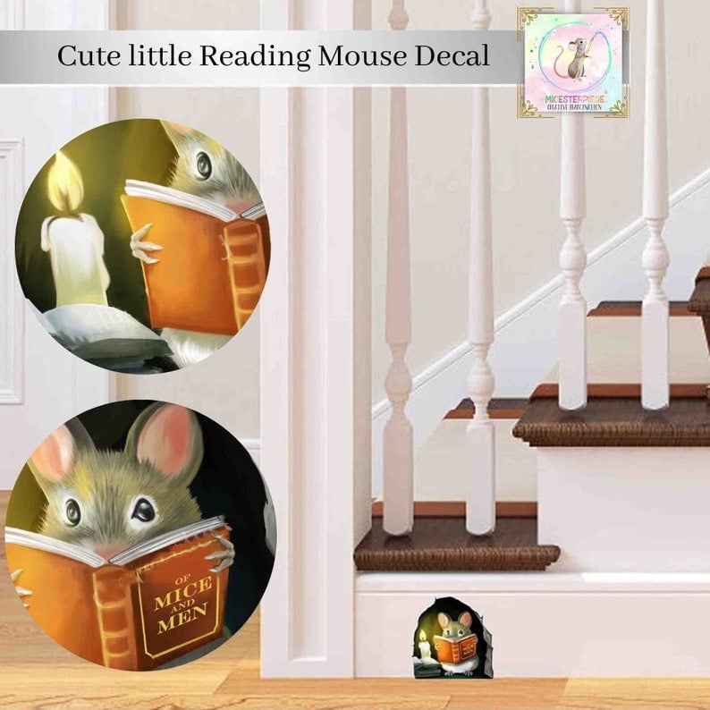 🔥Cartoon Cute Little Mouse Hole Wall Stickers Creative Bedroom Bathroom Cute House Decoration