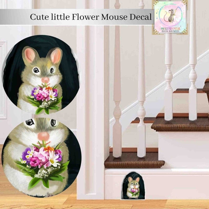🔥Cartoon Cute Little Mouse Hole Wall Stickers Creative Bedroom Bathroom Cute House Decoration