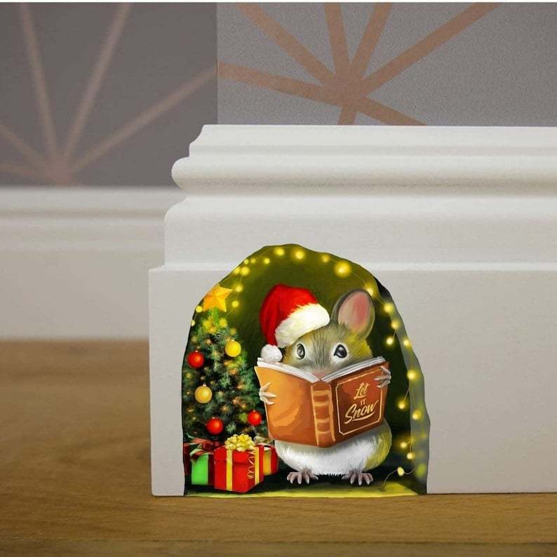 🔥Cartoon Cute Little Mouse Hole Wall Stickers Creative Bedroom Bathroom Cute House Decoration